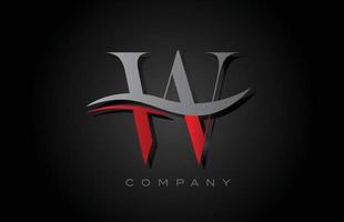 création de logo de lettre alphabet w rouge et gris. modèle d'icône créative pour entreprise et entreprise vecteur
