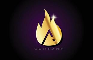 or flammes dorées une création de logo de lettre alphabet. modèle d'icône créative pour les entreprises et les entreprises