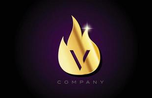 création de logo de lettre alphabet or flammes dorées v. modèle d'icône créative pour les entreprises et les entreprises vecteur
