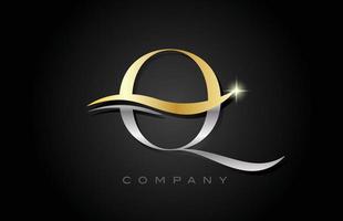 création de logo de lettre alphabet q gris or. modèle d'icône créative pour les entreprises et les entreprises vecteur