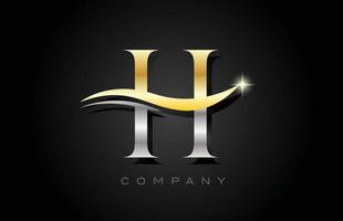 création de logo de lettre alphabet h gris or. modèle d'icône créative pour les entreprises et les entreprises vecteur