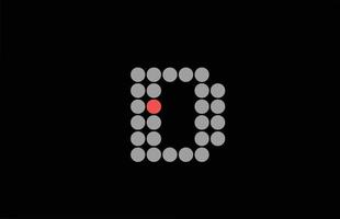 d pointillé gris rouge alphabet lettre icône logo design. modèle créatif pour entreprise et entreprise avec point vecteur