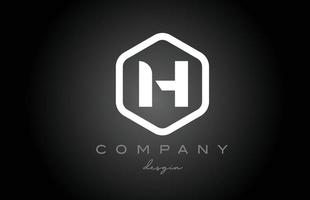 h noir blanc hexagone lettre alphabet logo icône design. modèle créatif pour les entreprises et les entreprises vecteur