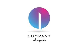 icône de logo de lettre alphabet i bleu rose avec motif de cercle. modèle créatif pour les entreprises et les entreprises vecteur