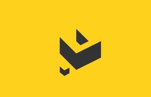 logo d'icône de lettre alphabet u noir jaune avec un design d'ombre. modèle créatif pour entreprise et entreprise vecteur