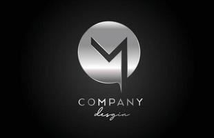 m argent gris lettre alphabet logo icône avec cercle design. modèle créatif en métal pour entreprise et entreprise vecteur