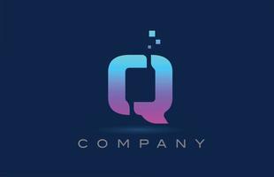 création d'icône de logo lettre q alphabet bleu rose. modèle créatif pour les entreprises et les entreprises avec des points vecteur