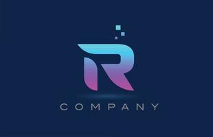 création d'icône logo lettre alphabet rose bleu r. modèle créatif pour les entreprises et les entreprises avec des points vecteur