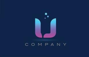 création d'icône logo lettre alphabet rose bleu u. modèle créatif pour les entreprises et les entreprises avec des points