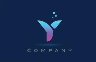 création d'icône logo lettre alphabet rose bleu y. modèle créatif pour les entreprises et les entreprises avec des points
