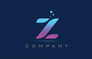 création d'icône de logo lettre z alphabet bleu rose. modèle créatif pour les entreprises et les entreprises avec des points vecteur