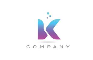création de logo de lettre d'icône alphabet k rose. modèle créatif pour les entreprises avec des points vecteur