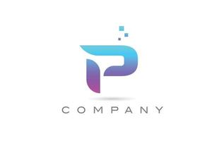 création de logo de lettre d'icône alphabet p rose. modèle créatif pour les entreprises avec des points