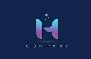 création d'icône logo lettre h alphabet bleu rose. modèle créatif pour les entreprises et les entreprises avec des points vecteur