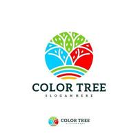 modèle vectoriel de logo d'arbre coloré, concepts de conception de logo d'arbre créatif