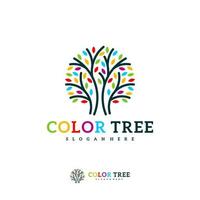 modèle vectoriel de logo d'arbre coloré, concepts de conception de logo d'arbre créatif