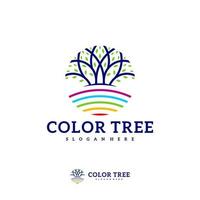 modèle vectoriel de logo d'arbre coloré, concepts de conception de logo d'arbre créatif