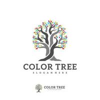 modèle vectoriel de logo d'arbre coloré, concepts de conception de logo d'arbre créatif