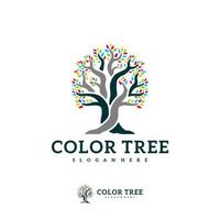 modèle vectoriel de logo d'arbre coloré, concepts de conception de logo d'arbre créatif