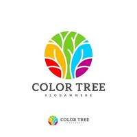 modèle vectoriel de logo d'arbre coloré, concepts de conception de logo d'arbre créatif