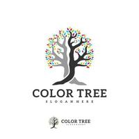 modèle vectoriel de logo d'arbre coloré, concepts de conception de logo d'arbre créatif