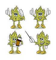 ensemble d'illustration de conception de personnage de dessin animé de cannabis vecteur