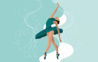 illustration ballerines dansantes dans une robe turquoise sur un fond abstrait. affiche, clip art, conception pour studio de ballet