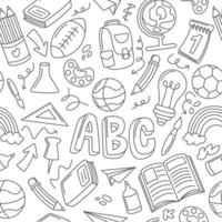 modèle de doodle de fournitures scolaires vecteur