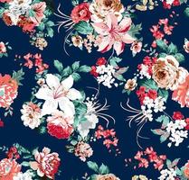 motif floral avec roses et petites fleurs pour la tapisserie classique, les textiles et la décoration avec un design floral vintage vecteur