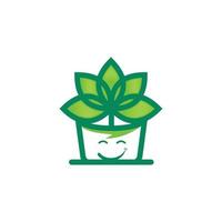 vecteur de logo vert heureux plante en pot