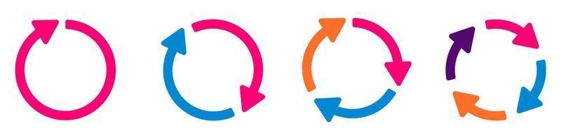 ensemble d'icônes vectorielles de flèche de cercle. signe de rechargement rond. faire pivoter le symbole de la flèche. icône de flèche de rafraîchissement. icône de recyclage. flèches vectorielles circulaires. signe plat de flèches. illustration vectorielle vecteur