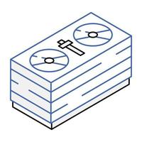 une icône isométrique de contour de table de mixage dj vecteur