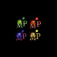 logo multi-couleurs créatif mp, monogramme logo mp pour entreprise. vecteur