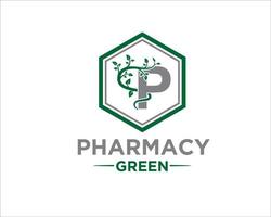 logo de pharmacie nature conçoit icône et symbole vecteur minimaliste