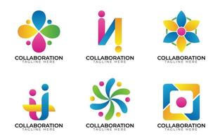 collection de jeux de collaboration de logo d'entreprise vecteur