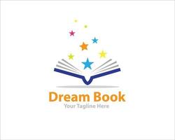 conceptions de logo de livre d'étoile de rêve pour des rêves de réussite vecteur