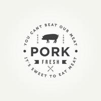 logo d'insigne de magasin de viande de restaurant de cochon de porc vintage vecteur