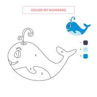 coloriez une jolie baleine par numéros. jeu pour les enfants. vecteur