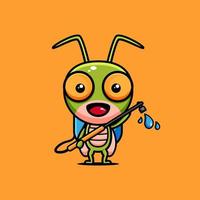 pesticide sur le thème de la conception de personnage de sauterelle mignonne vecteur