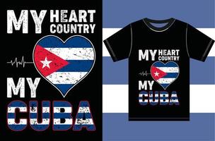 mon coeur, mon pays, mon cuba. conception de vecteur de typographie