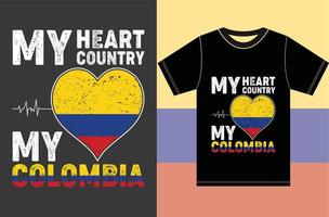 mon coeur, mon pays, ma colombie. conception de vecteur de typographie