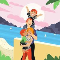 voyage de vacances en famille au concept de plage vecteur