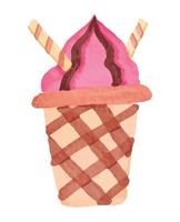 illustration aquarelle de crème glacée boule de glace vecteur