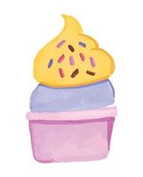 crème glacée boule de glace avec illustration aquarelle de pépites vecteur