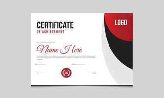 conception de certificat de modèle de réalisation, rouge, noir, gris blanc, meilleure conception de certificat de diplôme avec cadre, bordure, motif guilloché léger, certificat de diplôme, impression, vecteur