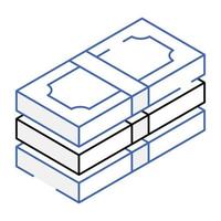 icône de contour isométrique moderne d'une trésorerie vecteur