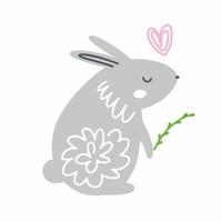 mignon lapin de pâques, bébé doodle vecteur