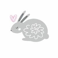 mignon lapin de pâques, bébé doodle vecteur