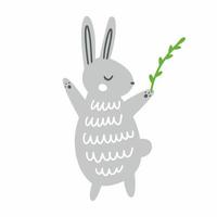 mignon lapin de pâques, bébé doodle vecteur