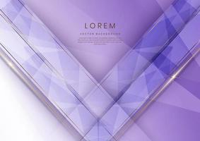 fond de couche de superposition diagonale géométrique élégant blanc et violet doux de luxe abstrait avec des lignes dorées. vecteur